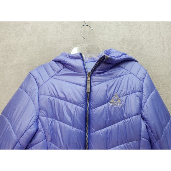 Gerry Puffer Jacket Girls Large Purple Nylon Long Sleeve Hooded Full Zipper Logo - Picture 3 of 9